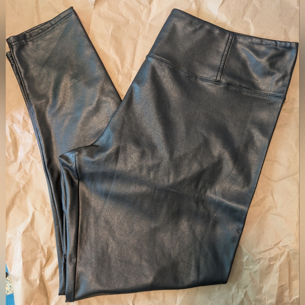 7 For All Mankind Black Vegan Leather Sleek Pants